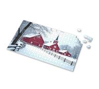 Puzzles 500 Pieces For Adults A Snowy Scene With Red Barns. Picture Puzzle 300 Piece Puzzles For Adults Large Piece 300 Piece(1000PCS)