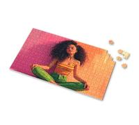 Puzzles 500 Pieces For Adults A Woman In A Colorful Striped Top And Green Pants Sits Cross-Legged Picture Puzzle Gifts For 5 Year Old Girls Jigsaw Puzzles 500 Piec(300PCS)