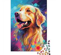 Puzzles 500 Pieces for Adults Colorful Artistic Golden RetrieverJigsaw Puzzles Family Intellectual Art Puzzles Game Toy Gift for 500pcs (52x38cm)