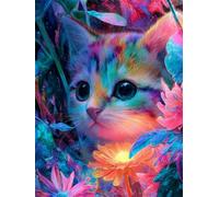 Puzzles 500 Pieces for Adults Colourful Jigsaw puzzles for adults, 500 Piece Challenging & Brainteasing Jigsaws Beautiful Decoration Puzzle, Theme:Colorful Rainbow Cat