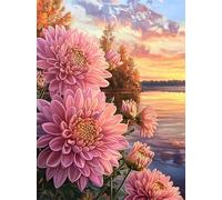 Puzzles 500 Pieces for Adults Colourful Jigsaw puzzles for adults, 500 Piece Challenging & Brainteasing Jigsaws Beautiful Decoration Puzzle, Theme:Sunset Lake Flowers