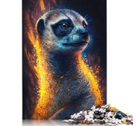 Puzzles 500 Pieces for Adults Fire Animal MeerkatJigsaw Puzzles Family Intellectual Art Puzzles Game Toy Gift for 500pcs (52x38cm)