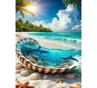 Puzzles 500 Pieces for Adults jigsaw puzzles for adults 500 Piece Educational Challenge Games Decoration puzzle - Beach Shells Dolphin Scenery