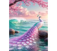 Puzzles 500 Pieces for Adults jigsaw puzzles for adults 500 Piece Educational Challenge Games Decoration puzzle - Seaside Peacock Scenery