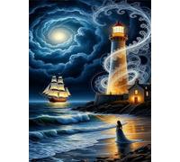 Puzzles 500 Pieces for Adults jigsaw puzzles for adults 500 Piece Educational Challenge Games Decoration puzzle - Seaside Lighthouse Girl