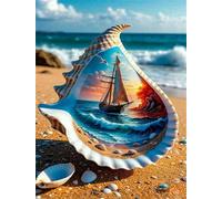 Puzzles 500 Pieces for Adults jigsaw puzzles for adults 500 Piece Educational Challenge Games Decoration puzzle - Beach Conch Sailboat