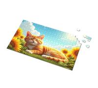 Puzzles 500 Pieces For Adults Relaxing Cat In A Sunflower Field Picture Puzzle Eurographics Puzzles 1000 Piece Easter Gifts(300PCS)