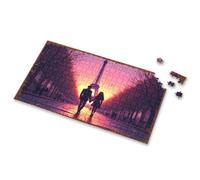 Puzzles 500 Pieces For Adults Romantic Sunset Walk In Paris Near Eiffel Tower Picture Puzzle Jigsaw Puzzle 500 Pieces(500PCS)