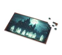 Puzzles 500 Pieces For Adults Spooky Ghosts Gather Before Haunted Castle Under Full Moon Picture Puzzle Jigsaw Puzzle 500 Pieces(500PCS)