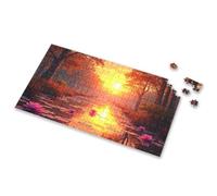 Puzzles 500 Pieces For Adults Sunset Over A Serene Pond With Pink Lotus Flowers. Picture Puzzle 300 Piece Puzzles For Adults Large Piece 300 Piece(1000PCS)