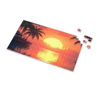 Puzzles 500 Pieces For Adults Sunset Over Tropical Island With Palm Trees Picture Puzzle Gifts For 5 Year Old Girls Jigsaw Puzzles 500 Piec(300PCS)