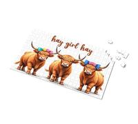 Puzzles 500 Pieces For Adults Three Highland Cows With Colorful Bows Picture Puzzle 1000 Piece Puzzles Puzzles 500 Pieces(300PCS)