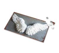 Puzzles 500 Pieces For Adults White Angel Wings On Rustic Background Picture Puzzle 500 Piece Jigsaw Puzzles Spot It Game For Kids(500PCS)
