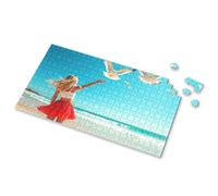 Puzzles 500 Pieces For Adults Woman On Beach With Seagulls Flying Overhead Picture Puzzle Gifts For 5 Year Old Girls Jigsaw Puzzles 500 Piec(300PCS)