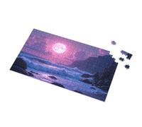 Puzzles 500 Pieces Full Moon Over The Ocean Waves Picture Puzzle Games For Kids 8-12 Gift For 4 Year Old Boy(300PCS)