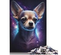 Puzzles 500 Pieces Galaxy Colourful Chihuahua Jigsaw Puzzle Decompression Toy Wooden Jigsaws Adult Birthday Gifts 500pcs (52x38cm)