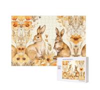 Puzzles 500 Pieces Hand Drawn Rabbit Jigsaw Puzzles Wooden Photo Puzzle for Adults Personalized Picture Puzzle Classic Jigsaw Puzzle for Family Wedding Birthday Valentine's Day Gifts 15.7 x 11 Inch