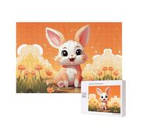 Puzzles 500 Pieces Happy Easter Bunny Jigsaw Puzzles Wooden Photo Puzzle for Adults Personalized Picture Puzzle Classic Jigsaw Puzzle for Family Wedding Birthday Valentine's Day Gifts 15.7 x 11 Inch