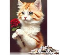 Puzzles 500 Pieces I Meow You - Cat Lover Jigsaw Puzzle Adults Puzzles Difficulty Puzzles Education Games Toys Family Decoration 500pcs (52x38cm)