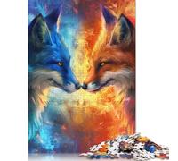 Puzzles 500 Pieces Ice And Fire Fox Jigsaw Puzzle Adults And Puzzles Difficulty Puzzles Games Puzzle Birthday Present 500pcs (52x38cm)