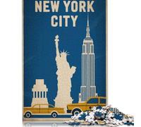 Puzzles 500 Pieces New York City Vintage Poster Jigsaw Puzzle Boys And Girls Difficulty Puzzle Educational Toy Games Family Decoration 500pcs (52x38cm)