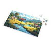 Puzzles 500 Pieces Peaceful Village By The River With Mountains In The Background Picture Puzzle Easter Gifts For Adults 1000 Piece Puzzles(1000PCS)