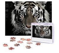 Puzzles 500 Pieces Personalized Jigsaw Puzzles Black and White Tigers Puzzle Challenging Picture with storage bag Photo Puzzle for Adults Wedding (52 X 38 CM)