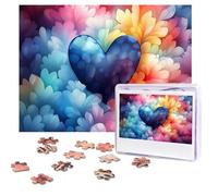 Puzzles 500 Pieces Personalized Jigsaw Puzzles Blue Love Heart Puzzle Challenging Picture with storage bag Photo Puzzle for Adults Wedding (52 X 38 CM)