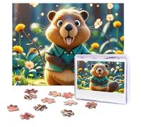 Puzzles 500 Pieces Personalized Jigsaw Puzzles Cartoon animated beaver Puzzle Challenging Picture with storage bag Photo Puzzle for Adults Wedding (52 X 38 CM)