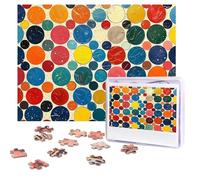 Puzzles 500 Pieces Personalized Jigsaw Puzzles Colorful Polka Dots Puzzle Challenging Picture with storage bag Photo Puzzle for Adults Wedding (52 X 38 CM)