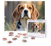 Puzzles 500 Pieces Personalized Jigsaw Puzzles Cute Beagle Dog Puzzle Challenging Picture with storage bag Photo Puzzle for Adults Wedding (52 X 38 CM)