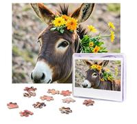 Puzzles 500 Pieces Personalized Jigsaw Puzzles Donkey Animals Puzzle Challenging Picture with storage bag Photo Puzzle for Adults Wedding (52 X 38 CM)