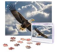Puzzles 500 Pieces Personalized Jigsaw Puzzles eagle flies in the sky Puzzle Challenging Picture with storage bag Photo Puzzle for Adults Wedding (52 X 38 CM)