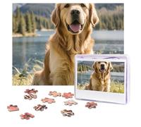 Puzzles 500 Pieces Personalized Jigsaw Puzzles Golden Retrievers Puzzle Challenging Picture with storage bag Photo Puzzle for Adults Wedding (52 X 38 CM)