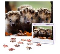 Puzzles 500 Pieces Personalized Jigsaw Puzzles Hedgehog Buds Puzzle Challenging Picture with storage bag Photo Puzzle for Adults Wedding (52 X 38 CM)