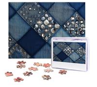 Puzzles 500 Pieces Personalized Jigsaw Puzzles Jeans Inlaid Rhinestone Puzzle Challenging Picture with storage bag Photo Puzzle for Adults Wedding (52 X 38 CM)