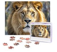 Puzzles 500 Pieces Personalized Jigsaw Puzzles Lion image Puzzle Challenging Picture with storage bag Photo Puzzle for Adults Wedding (52 X 38 CM)