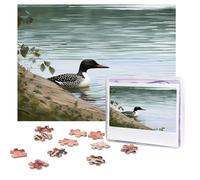 Puzzles 500 Pieces Personalized Jigsaw Puzzles Loon Nature Birds Puzzle Challenging Picture with storage bag Photo Puzzle for Adults Wedding (52 X 38 CM)