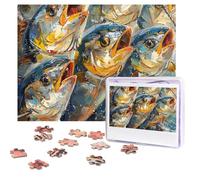 Puzzles 500 Pieces Personalized Jigsaw Puzzles Many Fish on the Hook Puzzle Challenging Picture with storage bag Photo Puzzle for Adults Wedding (52 X 38 CM)