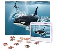 Puzzles 500 Pieces Personalized Jigsaw Puzzles Orca Killer Whale Puzzle Challenging Picture with storage bag Photo Puzzle for Adults Wedding (52 X 38 CM)