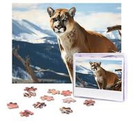 Puzzles 500 Pieces Personalized Jigsaw Puzzles Panther Mountain Lion Puzzle Challenging Picture with storage bag Photo Puzzle for Adults Wedding (52 X 38 CM)