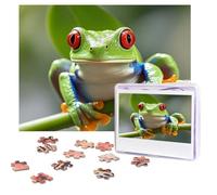 Puzzles 500 Pieces Personalized Jigsaw Puzzles Red eyed Tree Frog Puzzle Challenging Picture with storage bag Photo Puzzle for Adults Wedding (52 X 38 CM)