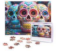 Puzzles 500 Pieces Personalized Jigsaw Puzzles Sugar Skulls Puzzle Challenging Picture with storage bag Photo Puzzle for Adults Wedding (52 X 38 CM)