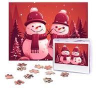 Puzzles 500 Pieces Personalized Jigsaw Puzzles Two Snowmen Together Puzzle Challenging Picture with storage bag Photo Puzzle for Adults Wedding (52 X 38 CM)