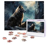 Puzzles 500 Pieces Personalized Jigsaw Puzzles Two Wolves Puzzle Challenging Picture with storage bag Photo Puzzle for Adults Wedding (52 X 38 CM)
