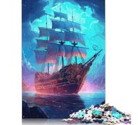 Puzzles 500 Pieces Pirate Ship Jigsaw Puzzle Boys And Girls Difficulty Puzzle Educational Toy Games Family Decoration 500pcs (52x38cm)