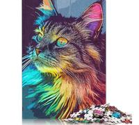 Puzzles 500 Pieces Rainbow Cat Jigsaw Puzzle Adults Jigsaw Difficulty Puzzles Educational Toy Games Family Decoration 500pcs (52x38cm)