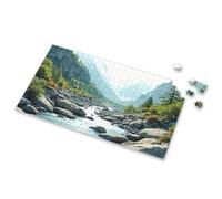 Puzzles 500 Pieces Rocks Line A River Flowing Through A Mountain Valley. Picture Puzzle Easter Gifts For Adults 100 Piece Puzzles For Kids(1000PCS)