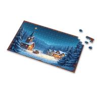 Puzzles 500 Pieces Snowy Winter Evening In A Cozy Village Picture Puzzle Easter Gifts For Adults 1000 Piece Puzzles(300PCS)