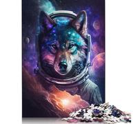 Puzzles 500 Pieces Space Astronaut Wolf Jigsaw Puzzle Decompression Toy Wooden Jigsaws Adult Birthday Gifts 500pcs (52x38cm)